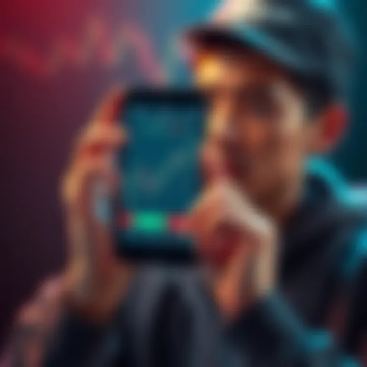 Cryptocurrency Investment A person holding a smartphone displaying cryptocurrency graphs, considering the risks of holding forever, with a thoughtful expression.