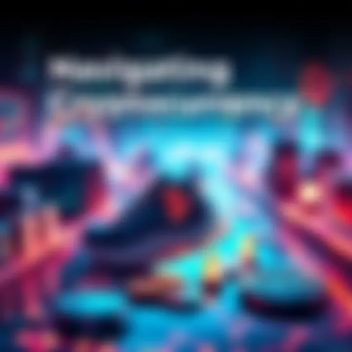 Navigating Cryptocurrency Investment A visual guide for beginners exploring cryptocurrency amidst market fluctuations, featuring digital wallets and trading platforms.