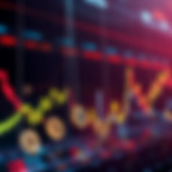 Graph showing declining values of various cryptocurrencies including Dogecoin
