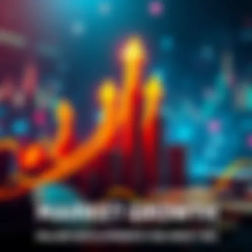 Cryptocurrency Market Growth Graph showing rising cryptocurrency values with upward arrows and digital coins