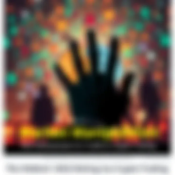 Cryptocurrency under Siege: The Hidden Hand A digital representation of market manipulation in cryptocurrency, depicting shadows of individuals orchestrating trades amid a chaotic digital currency backdrop.