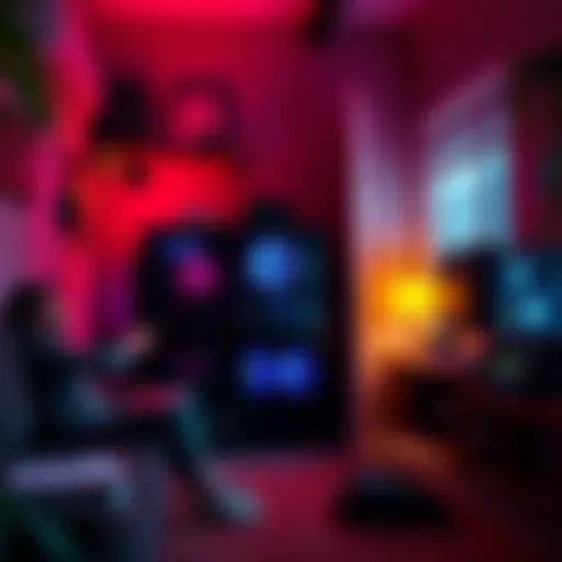 A person setting up a cryptocurrency mining rig in a small apartment, with visible computer hardware and fan noise equipment.