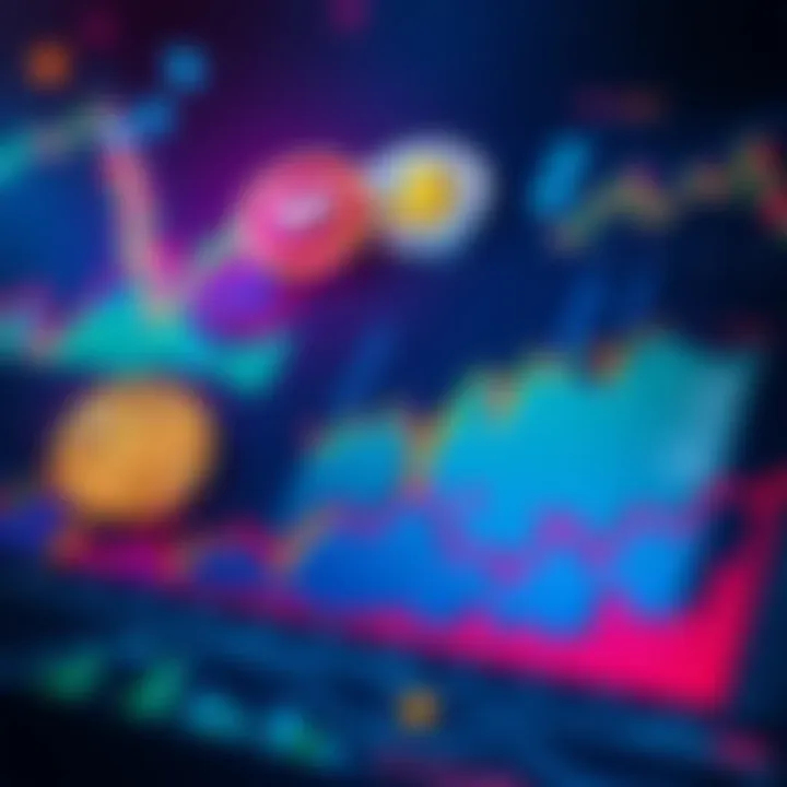 A visual representation of a cryptocurrency portfolio showcasing XRP, QNT, ADA, HBAR, and FLR with graphs and charts illustrating trends and investment strategies