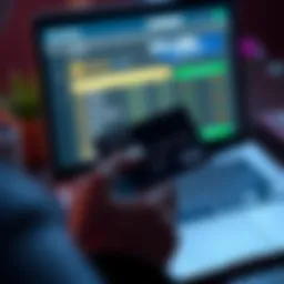 A person holding a credit card while viewing cryptocurrency options on a laptop screen, emphasizing the act of buying Bitcoin on Coinbase.