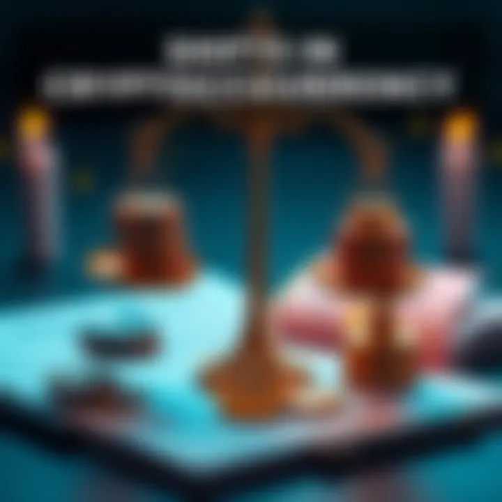 A visual representation of the changing landscape of cryptocurrency oversight, featuring a scale balancing coins and legal documents.