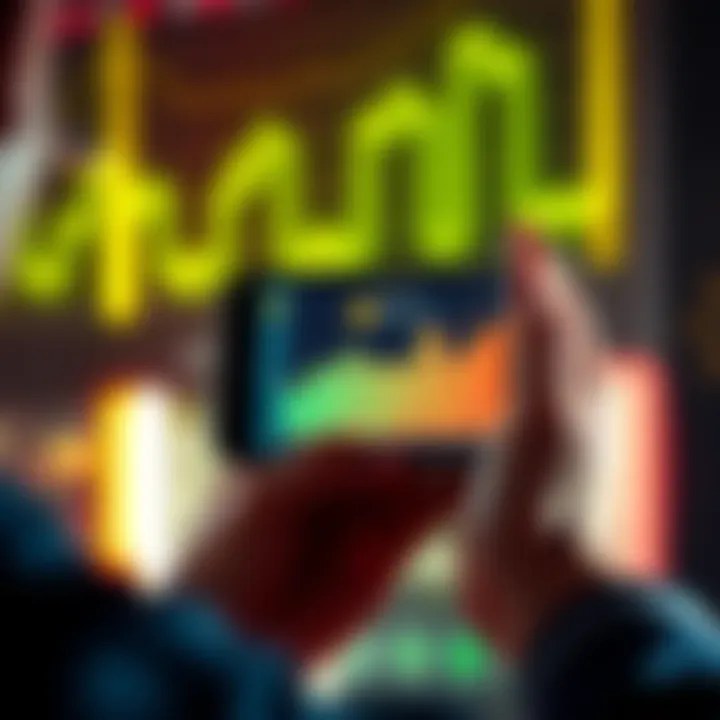 A person confidently holding a smartphone showing a cryptocurrency chart with a positive trend, symbolizing strong market resilience.