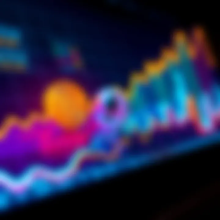 A colorful graph showing the symbols of Bitcoin, Ethereum, and Dogecoin with upward trends, representing potential investment returns.