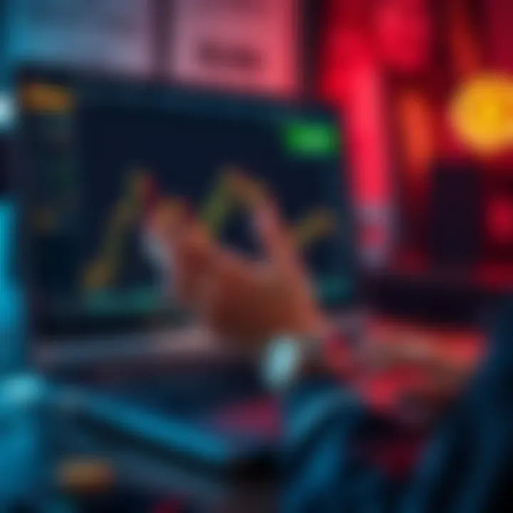 A person analyzing cryptocurrency prices on a laptop, with a focus on privacy coins and trading platforms