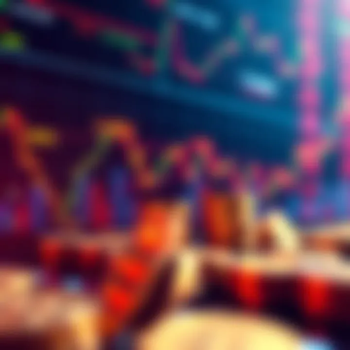 A graphic showing fluctuating cryptocurrency charts and digital coins, representing current trends in the crypto market.