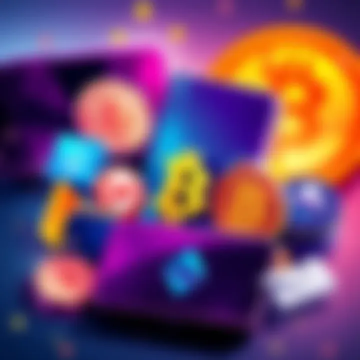 A digital illustration showcasing various cryptocurrency wallets with icons representing different cryptocurrencies like Bitcoin and Monero.