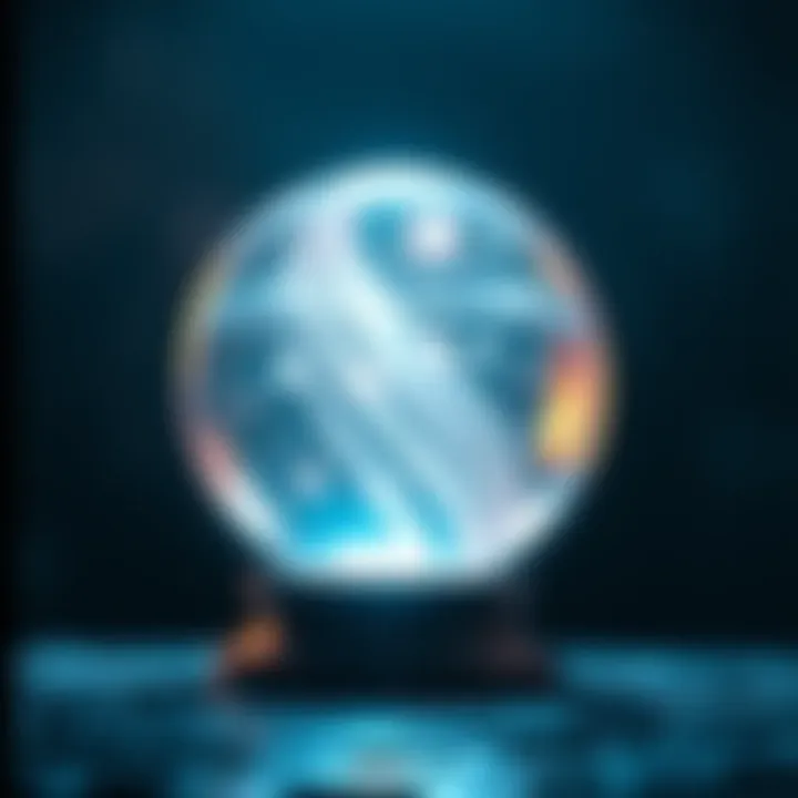 A crystal ball glowing with light, symbolizing prophesy and future predictions