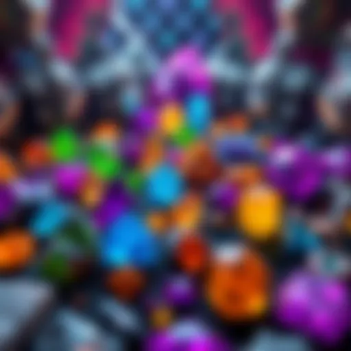 Colorful crystals arranged in a strategic layout for gameplay