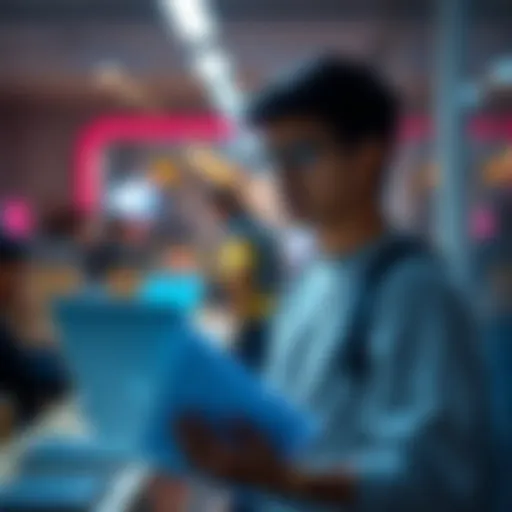 A 3rd-year computer science student looking for a team to join for hackathons in Delhi, with a laptop and notes in hand.