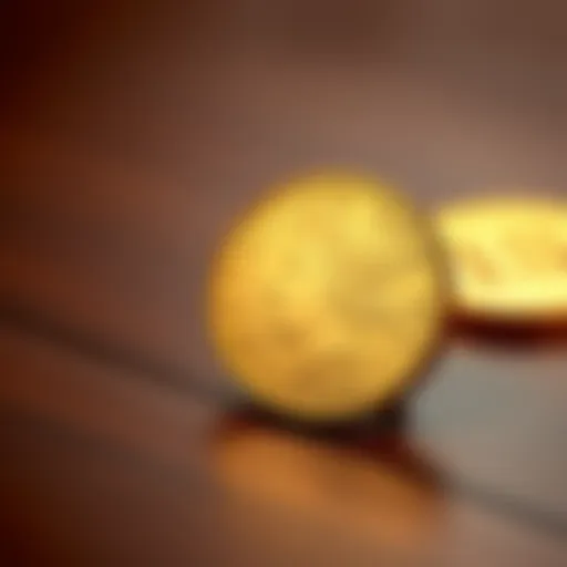 A 1916 Cuba 5 pesos gold coin displayed on a wooden surface, showcasing its shiny golden surface and intricate designs.