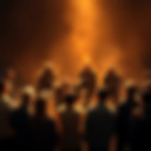 A gathering of people in a circle engaged in a discussion, displaying diverse beliefs and practices