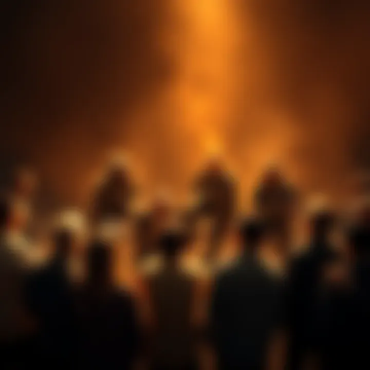 A gathering of people in a circle engaged in a discussion, displaying diverse beliefs and practices