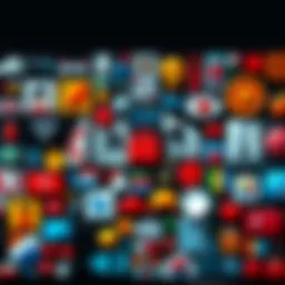 A collage of modern icons representing various cultural themes and designs, showcasing their influence on identity and society.