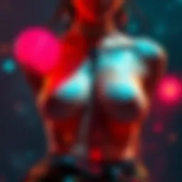 An artistic representation showing different cultural symbols associated with breasts and femininity, highlighting their impact on society.