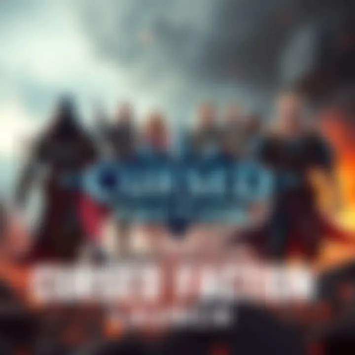 Graphic showing the logo and main characters of the Cursed Faction in a dynamic background