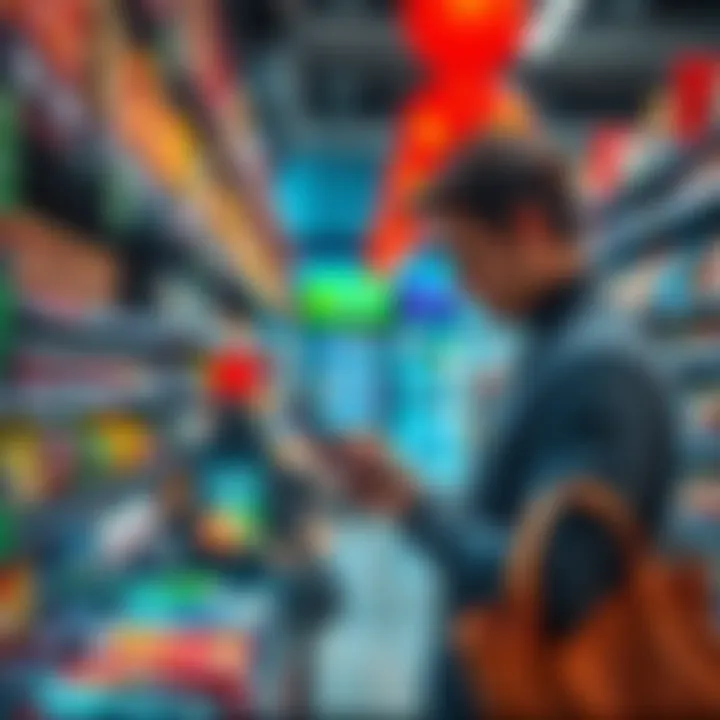 A person using Curve Pro+ at a checkout in a European store, looking at their phone for cashback information