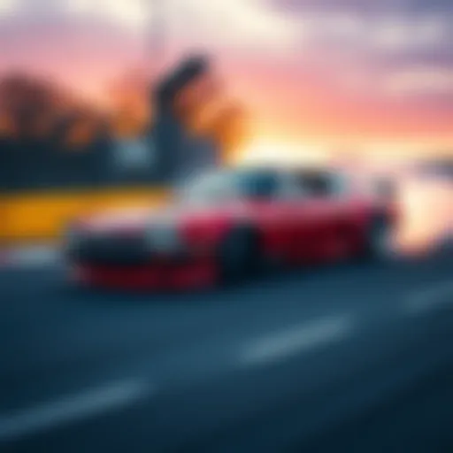 A modified Jaguar XJ-S performing a thrilling drift on a racetrack, showcasing its unique wrap and speed capabilities.