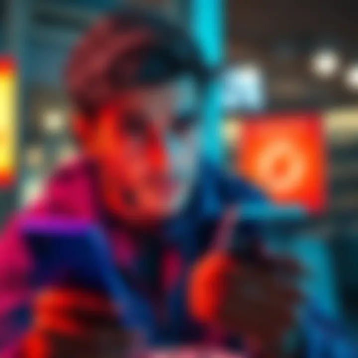 A person looking concerned while using a phone, showing a message about cash payment advice from Revolut support
