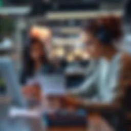 A person receiving assistance from a customer service representative regarding credit card fraud with a laptop and documents on a desk.