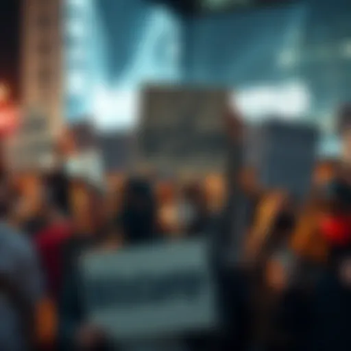 Group of people holding signs demanding access to frozen funds from Bitstamp