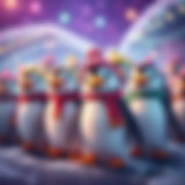 Adorable digital penguins with various colors and accessories, representing the PENGU community