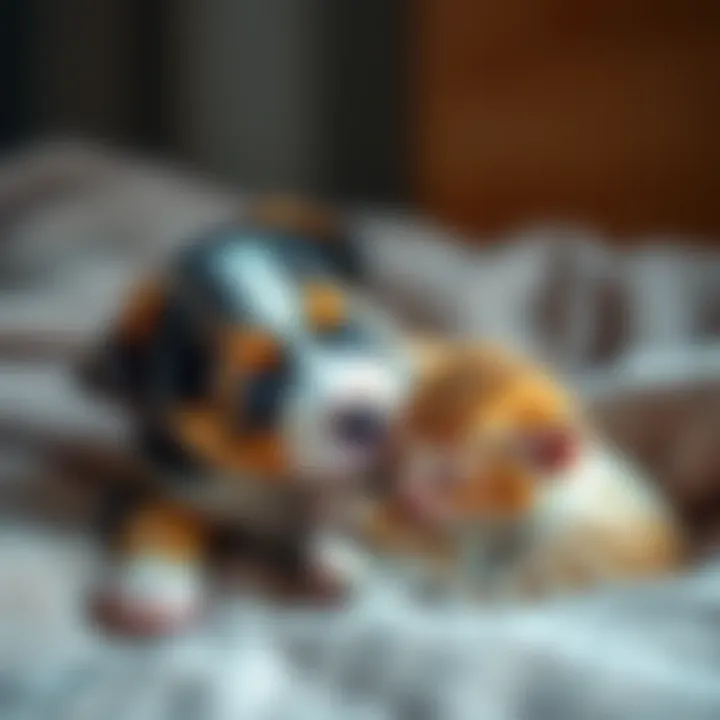 A playful puppy and a kitten cuddling together on a soft blanket