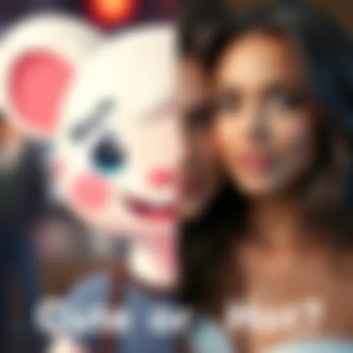 A split image showing a cute cartoon character on one side and an attractive person on the other, symbolizing the debate between cuteness and hotness.