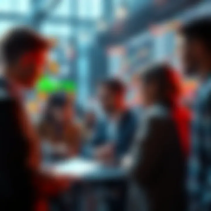 People engaging in discussions about trading strategies and current events