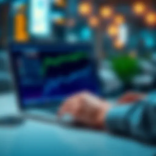 A person reviewing daily investment strategies and graphs on a laptop, focusing on personal finance and growth.