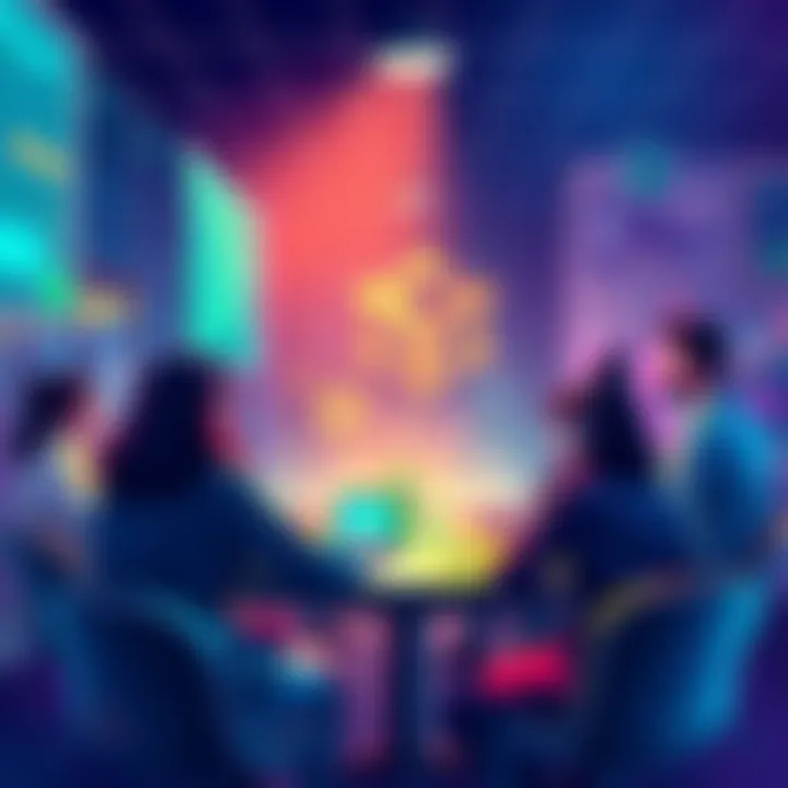 People discussing blockchain technology in a community setting