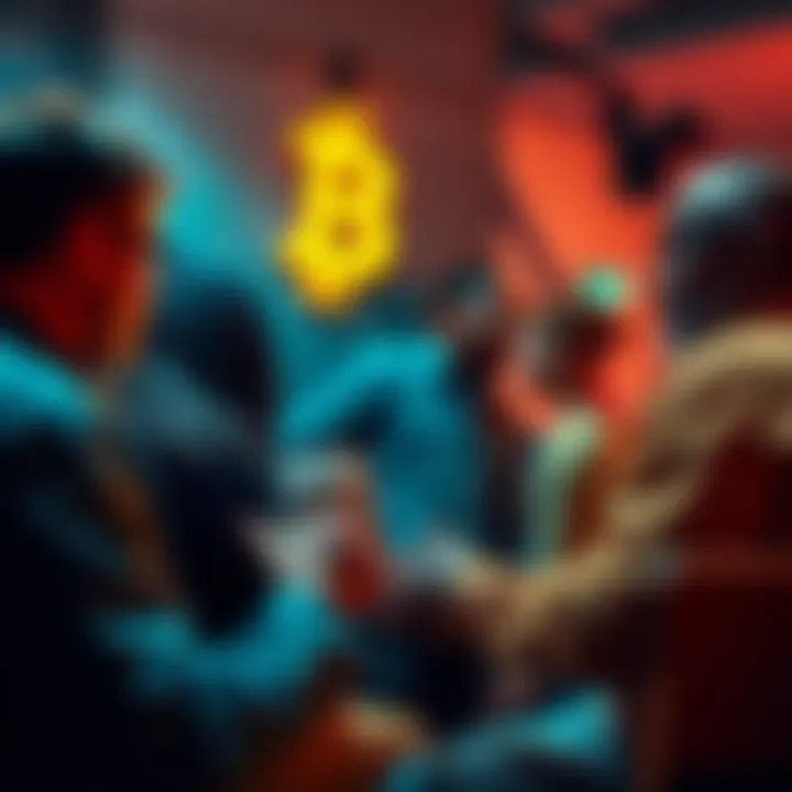 People engaging in a lively discussion about Bitcoin, sharing insights and asking questions.