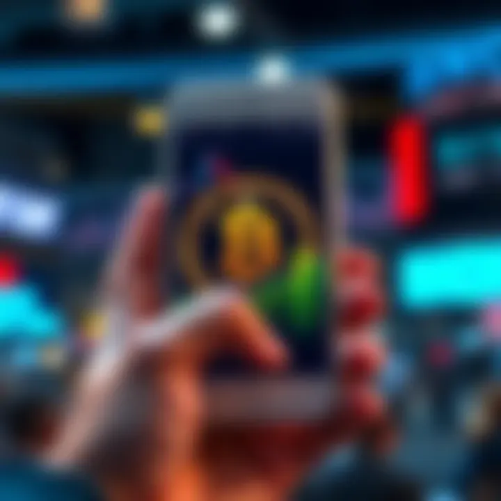 A person holding a smartphone with a Bitcoin graph on the screen, symbolizing daily investment in Bitcoin.