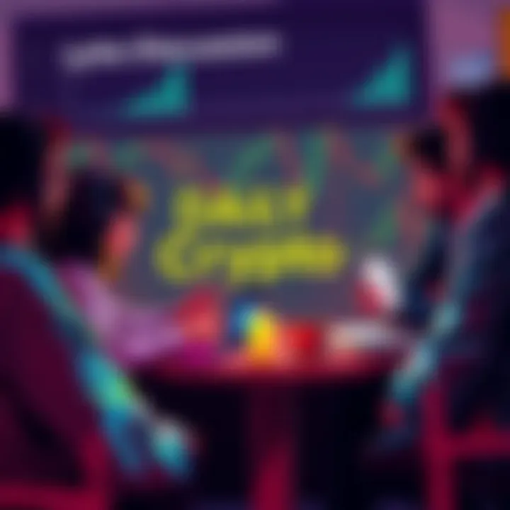 A group of people engaging in a virtual discussion about cryptocurrency, sharing tips, and cautioning against scams.