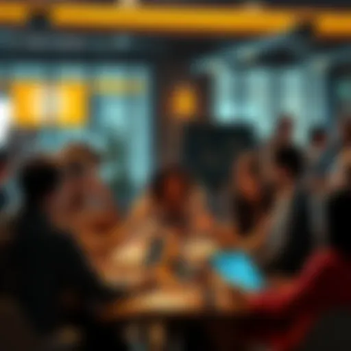 A diverse group of people discussing cryptocurrency in a casual setting, with laptops and notepads, highlighting the importance of verifying information and avoiding scams.