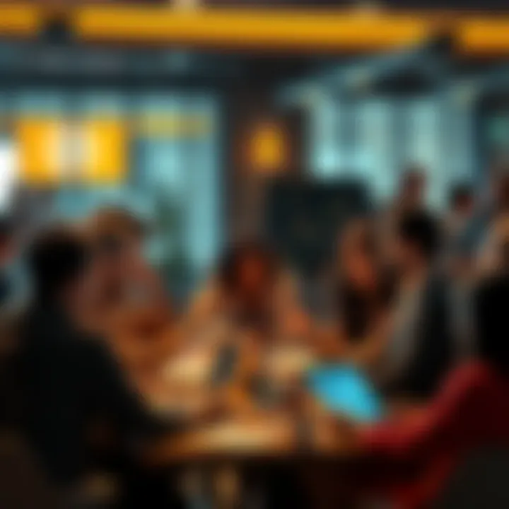 A diverse group of people discussing cryptocurrency in a casual setting, with laptops and notepads, highlighting the importance of verifying information and avoiding scams.