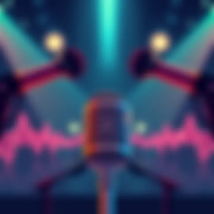 Cover illustration for Daily Doots Podcast featuring microphones and sound waves
