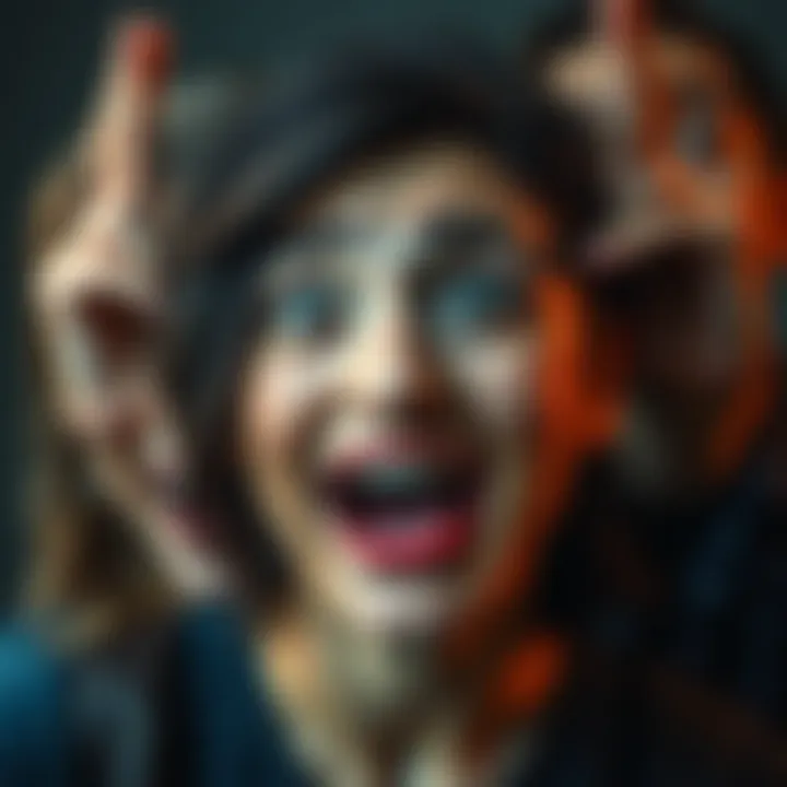 A person with mixed expressions showing joy, sadness, and surprise, reflecting the complexity of daily emotions.