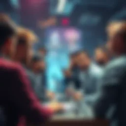 A group of people engaging in a discussion about Ethereum, sharing news and insights in a lively atmosphere.