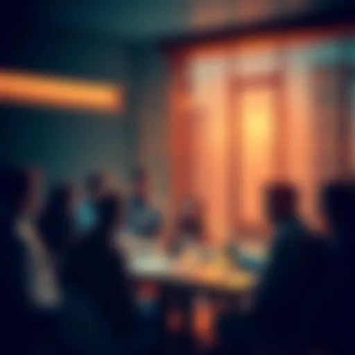 A community of people engaging in discussions around a table, sharing ideas and thoughts