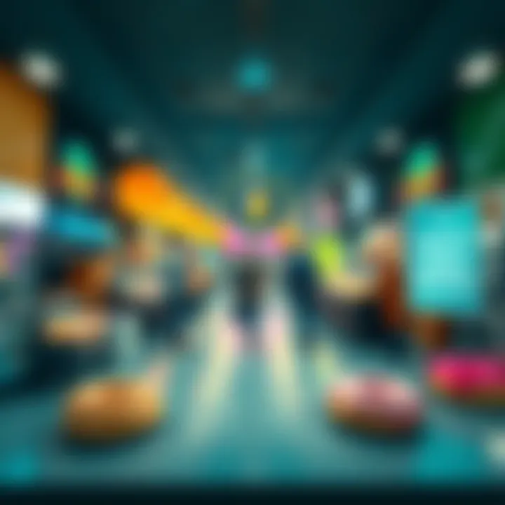 Join the Daily General Discussion A vibrant digital marketplace representing cryptocurrency discussions with Ethereum and donuts