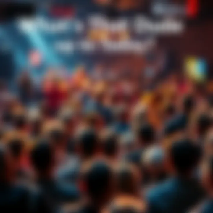 A crowd gathered discussing daily updates about a notable figure in a lively setting