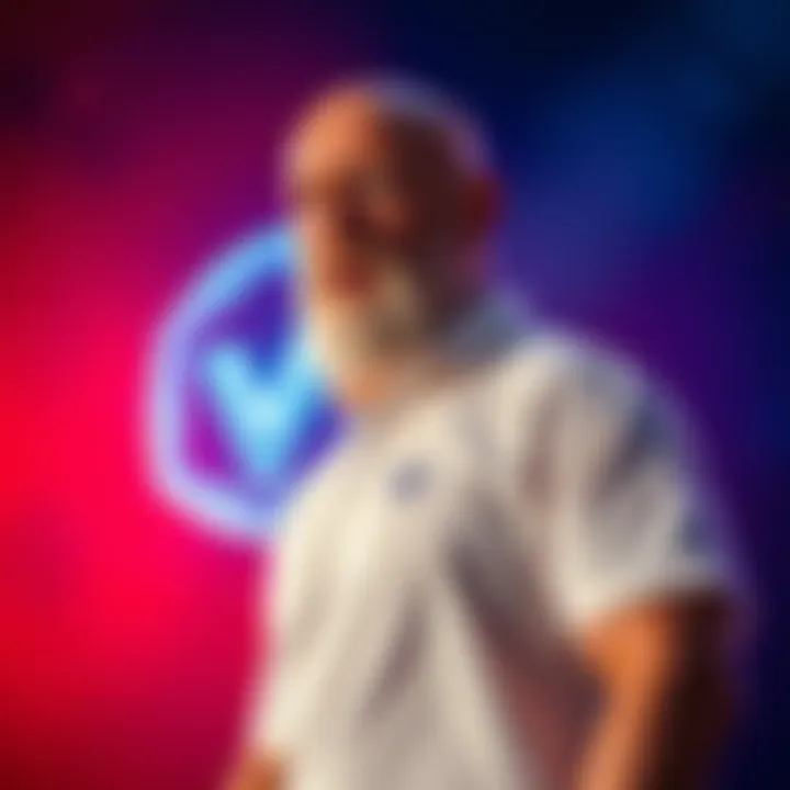 Dana White, President of UFC, stands confidently beside the VeChain logo, symbolizing his only cryptocurrency investment.