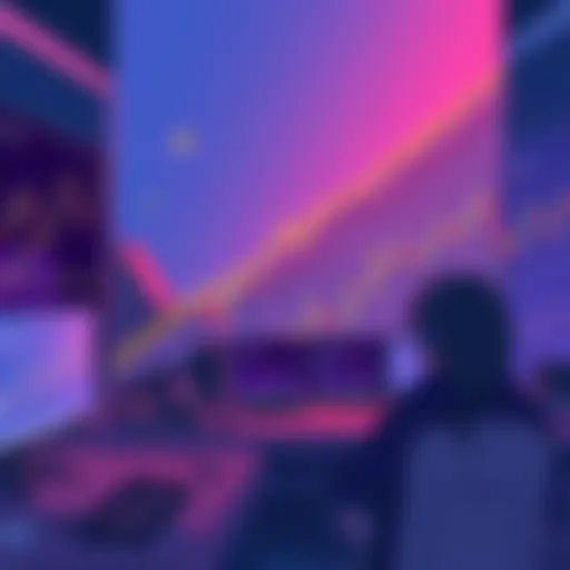 An illustration showing the rise and fall of decentralized autonomous organizations with broken financial charts and disappointed stakeholders looking at screens.