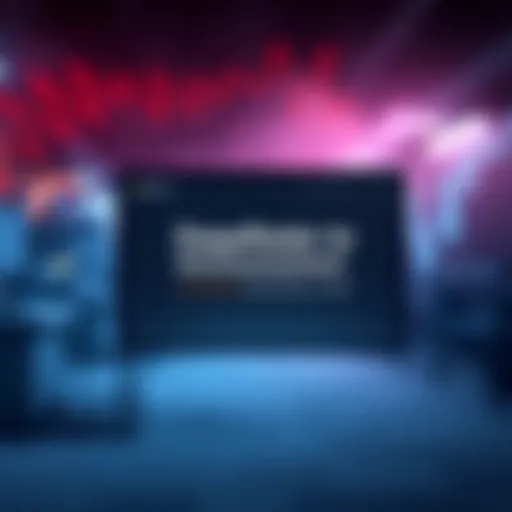 A digital screen displaying a notice about DappRadar shutting down, with a gloomy background highlighting the impact on the crypto market.