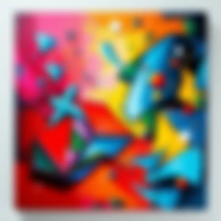 A vibrant painting by DarentZ showcasing unique colors and shapes that reflect the artist's style.