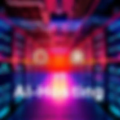 A data center featuring Bitcoin mining machines alongside AI GPU servers, highlighting the choice between mining and AI hosting.